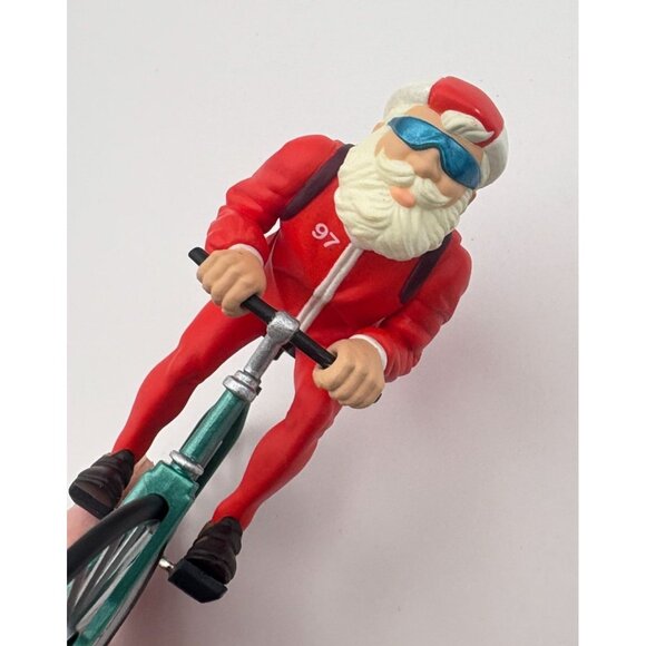 Hallmark Cycling Santa Christmas Tree Ornament With Backpack 97 Racing Suit - Picture 4 of 7